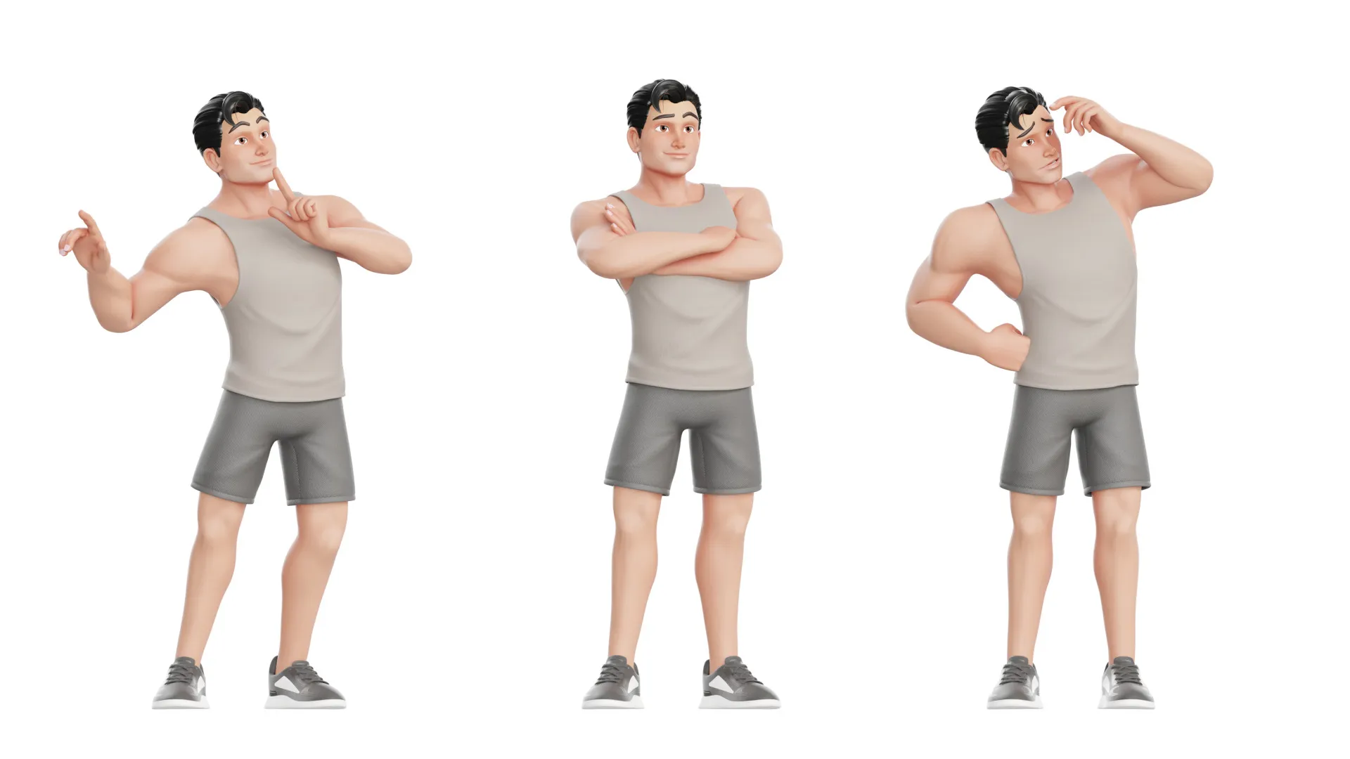 Cartoon Sports Gym Fitness Man render 5
